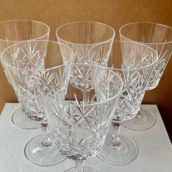 Chantilly Taille Beaugency Blown Glass Water Goblets D’Arques-Durand Set of 6 - Picture 6 of 16